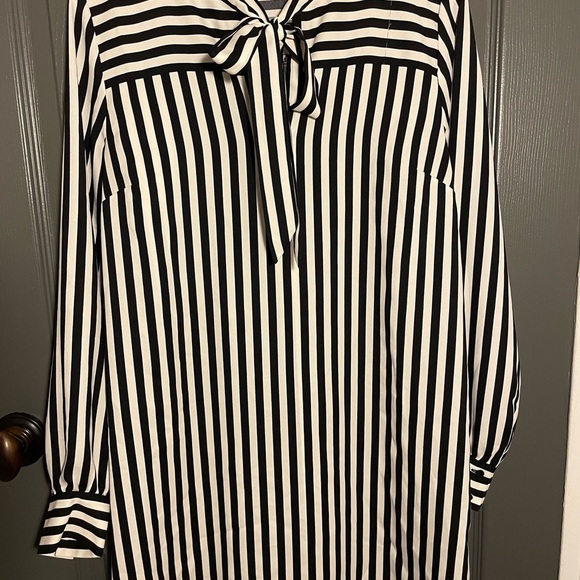 LOFT Monochrome Striped Shirt Dress - loose, flowy and perfect canvas! Med - Picture 2 of 5